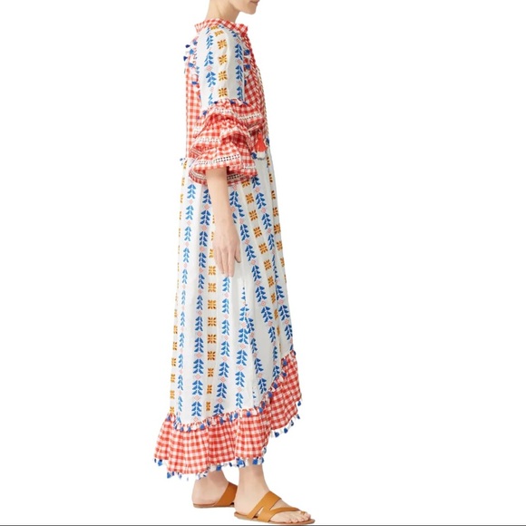 DODO BAR OR Lola combo maxi embroidered with ruffle sleeve dress - Picture 2 of 3